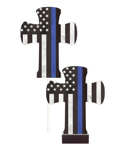 "Thin Blue Line" Pedestal Cross 25516 