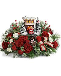 Thomas Kinkade Festive Fire Station Christmas Keepsake Arrangement