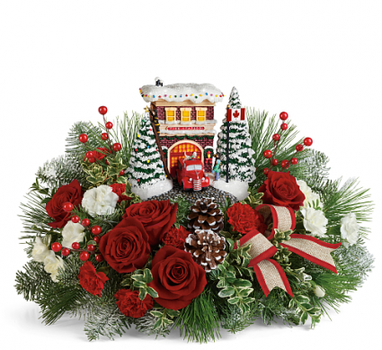 Thomas Kinkade's Festive Fire Station 
