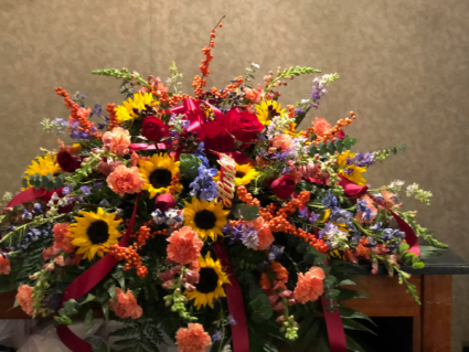 Thoughtful Fall Expressions 1/2 couch casket spray