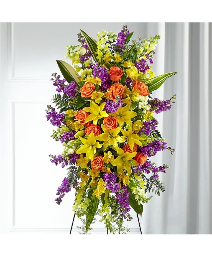 THOUGHTFUL PRAYERS STANDING SPRAY sympathy arrangements