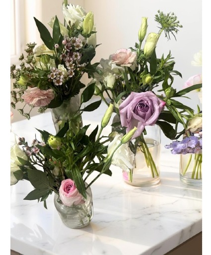Thoughtfully Lavendar Bud Vases  Centerpiece
