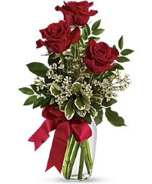 Thoughts of You Bouquet with Red Roses vase