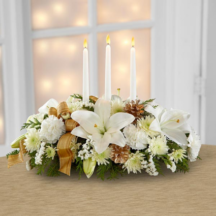 Three Candle White and Gold Christmas