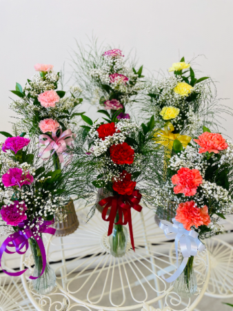 Three Carnations with a mix of Baby's Breath Flower
