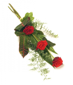 Three Rose Sheaf  Wrapped Bouquet