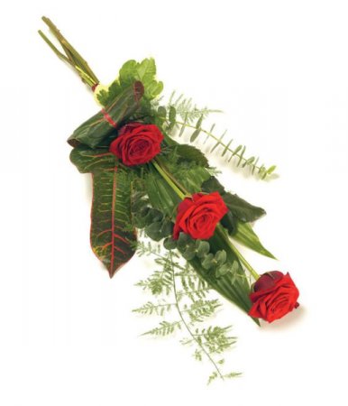 Three Rose Sheaf  Wrapped Bouquet