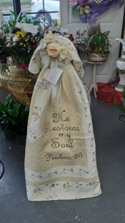 Throw with Bow and Silk Flower Throw