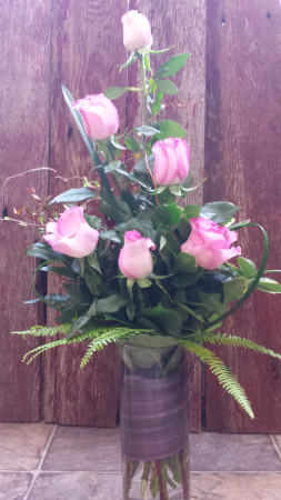 Tickled Pink Half Dozen Rose Arrangement