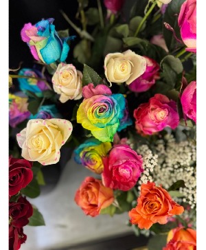Tie Dye Roses Dozen Roses Vased