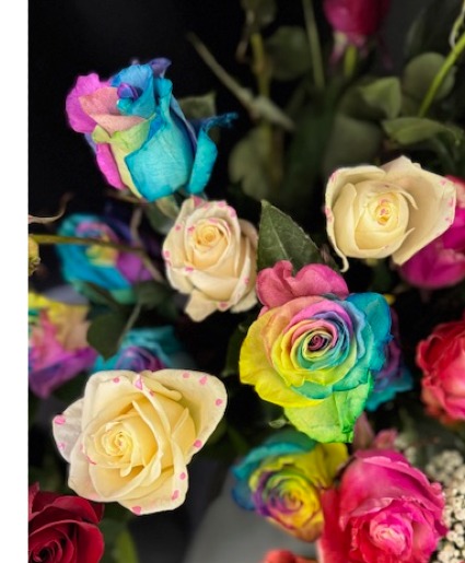 Tie Dye Roses Half Dozen Roses Vased