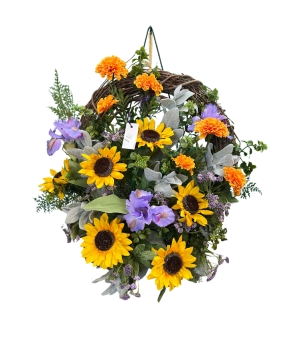 Gone but not Forgotten  Silk Flowers on Wreath