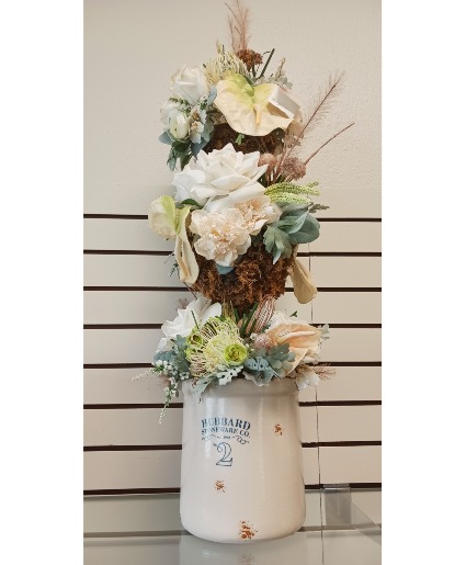 Topiary In Hubbard Stoneware Silk Arrangement