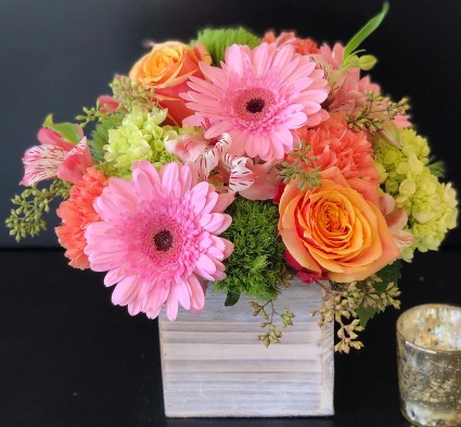 Touch Her Heart  Wood Box Floral Arrangement