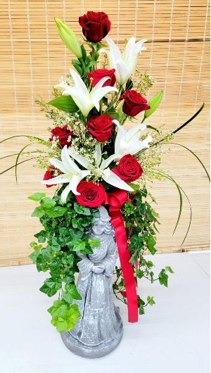 Touching Tribute Angel Wing Planter With Fresh Flowers