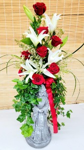 Touching Tribute Angel Wing Planter With Fresh Flowers