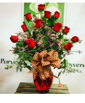 Traditional Dozen Red  Rose arrangement