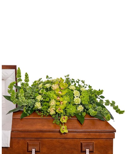 Tranquil Oasis Casket Spray with Orchids Flower Arrangement