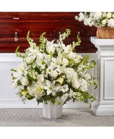 Remembering in White Funeral Basket