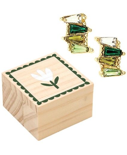 Treasure Box Earrings- Green 