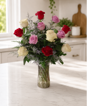 Tri Color Dozen Roses (Colors May Vary) 