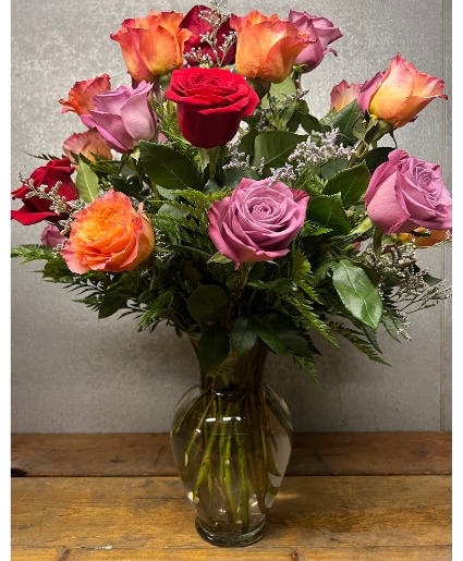 TRI COLOR DOZEN ROSES OPTION #1 