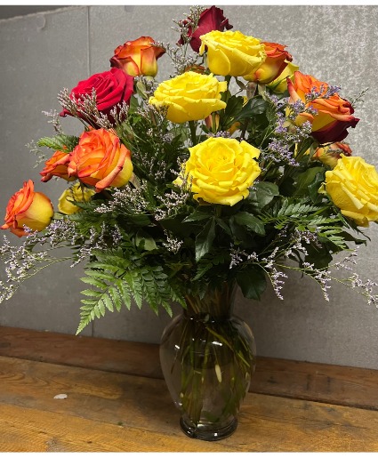 TRI COLOR DOZEN ROSES OPTION #2 