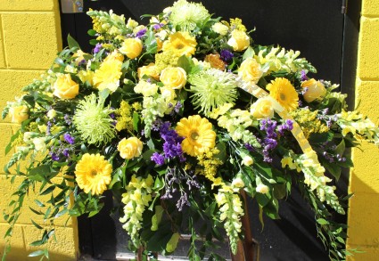 Tribute in Yellow Casket Spray