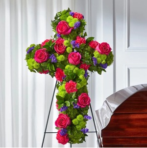 Tribute Rose Floral Cross 