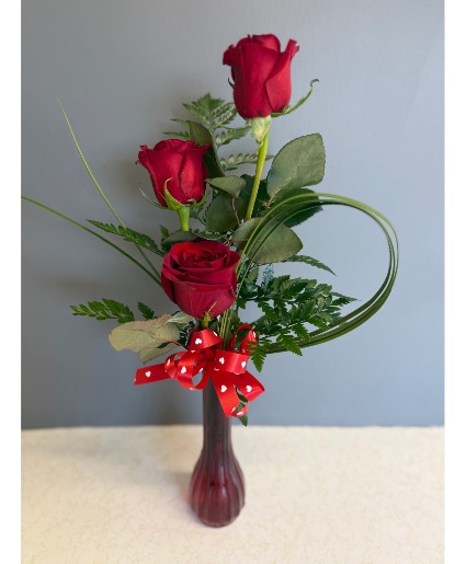 Trio of Roses vase arrangement