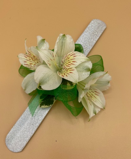 Triple Alstro Corsage on Slap Band Corsage