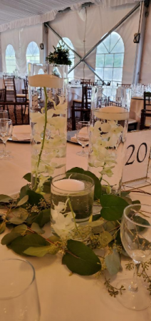 Triple Cylinders with Orchids Centerpiece