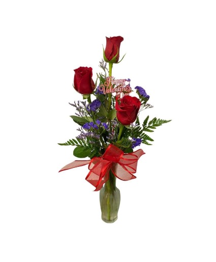 Triple Red Roses Red Rose Arrangement 