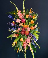 Tropical Sunset Standing Funeral Spray