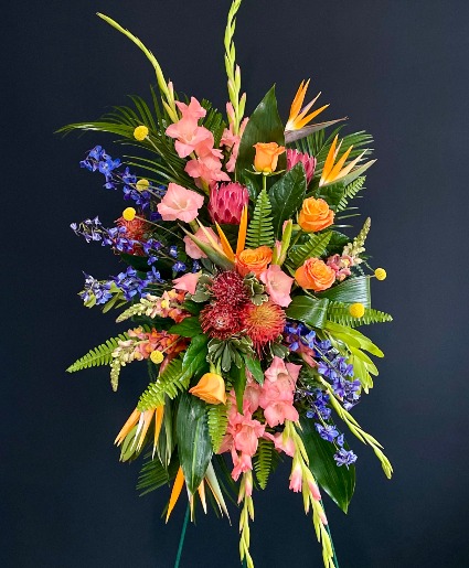 Tropical Sunset Standing Funeral Spray