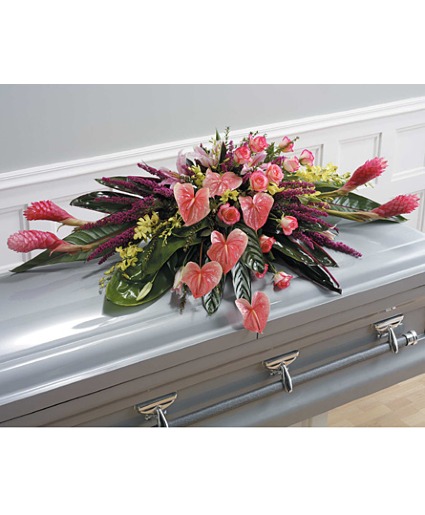 Tropical Sunset Tribute Casket Spray