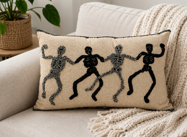 Dancing Skeleton Decorative Throw Pillow For The Home in Key West, FL | Petals & Vines Boutique