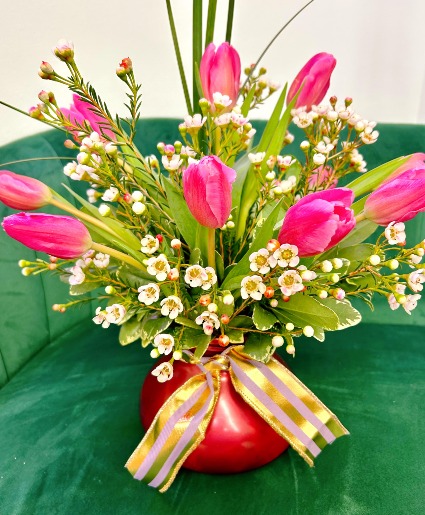 Tulip Time All tulips in a keepsake vase 