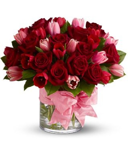 TULIPS AND ROSES Vase Arrangement