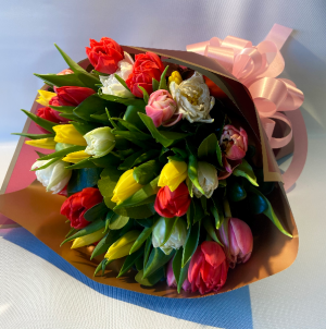 Tulips Bundled Wrap Bouquet 