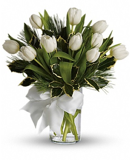 Tulips & Evergreens Winter Bouquet