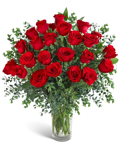 Two Dozen Red Hot Roses Flower Arrangement