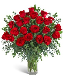Two Dozen Red Hot Roses Flower Arrangement
