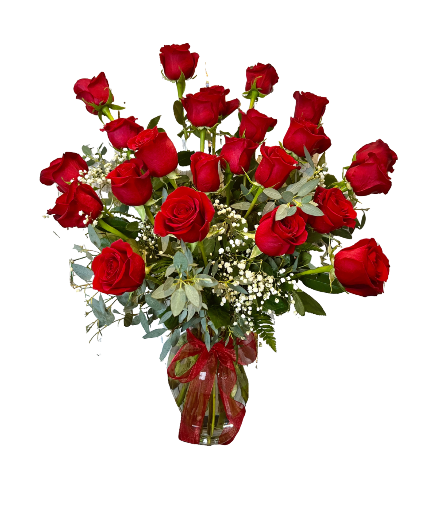 Two Dozen Red Roses Vase Arrangement