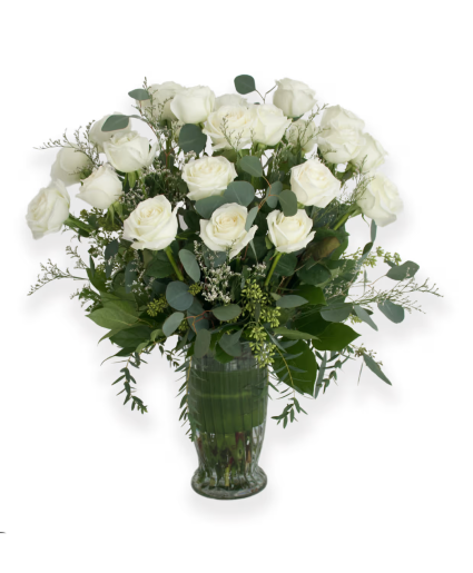 Two Dozen White Roses Fresh Arrangement