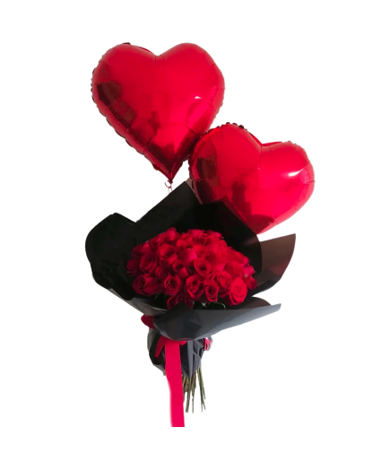  Two Hearts 2FT LONG stem wrapped Bouquet 