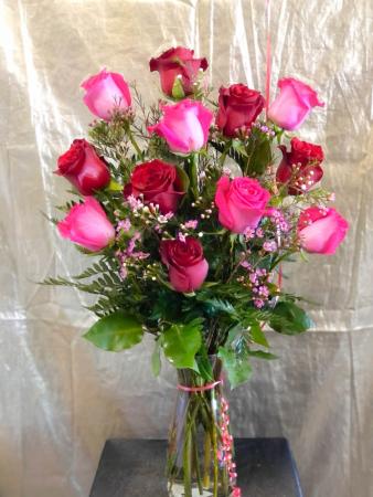 Two Tone Dozen Roses