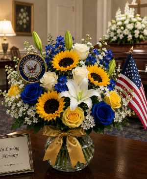U.S. Navy Golden Horizon Bouquet Call Us for Faster Service & Daily Specials: (915) 303-8500 Text Us to Order Anytime: (915) 505-3708 Your trusted source for Flowers & Delivery in El Paso TX 