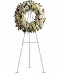 All  white sympathy  wreath. (S)  need 2 day's notice. 