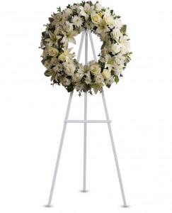 All  white sympathy  wreath. (S)  need 2 day's notice. 